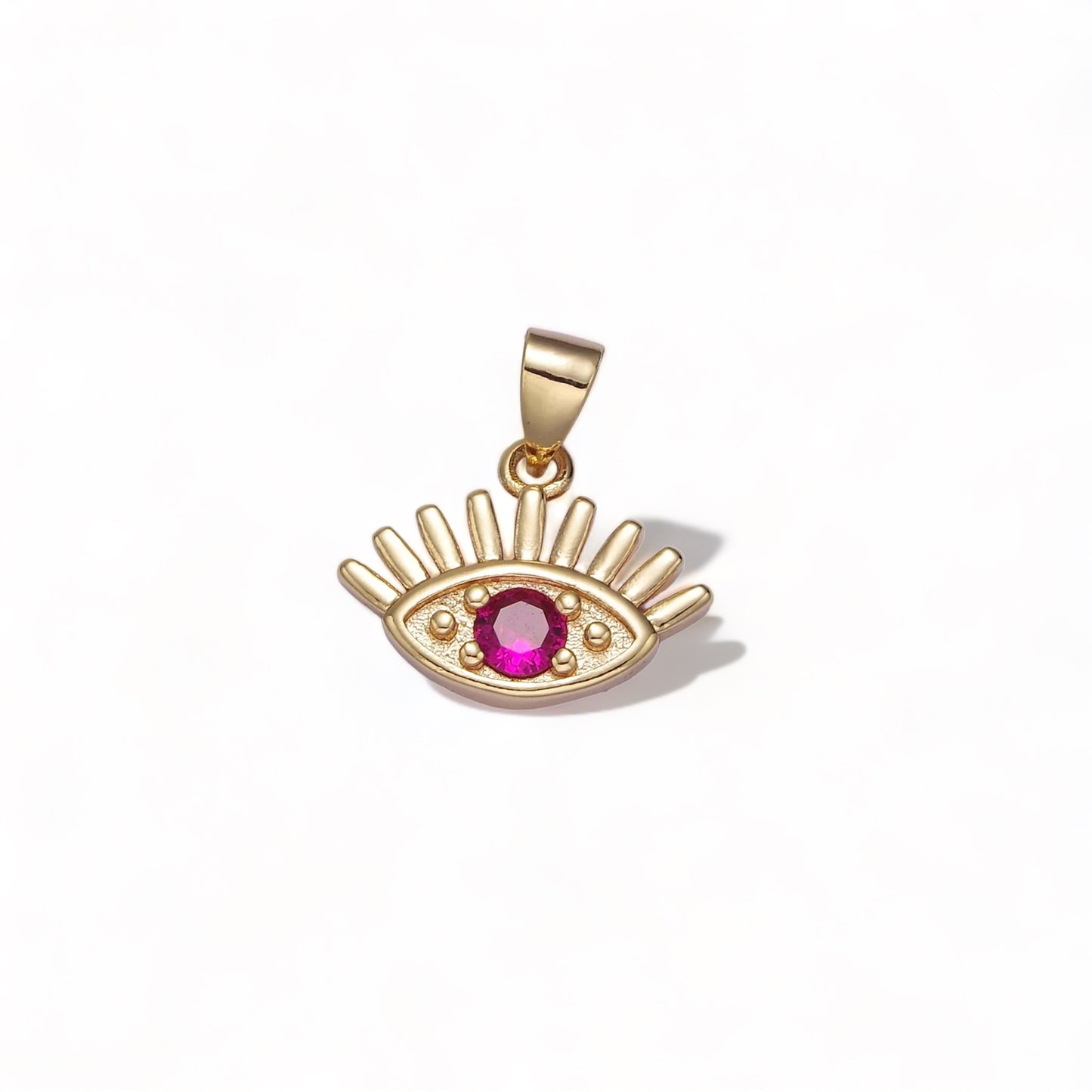 Mini Evil Eye Charm Fuschia
Pink CZ GF