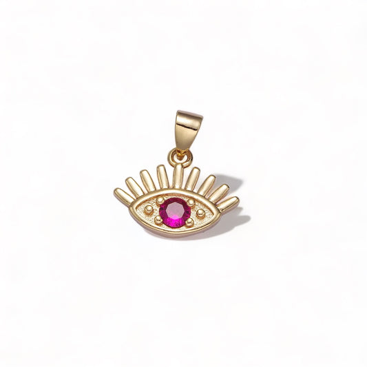 Mini Evil Eye Charm Fuschia
Pink CZ GF