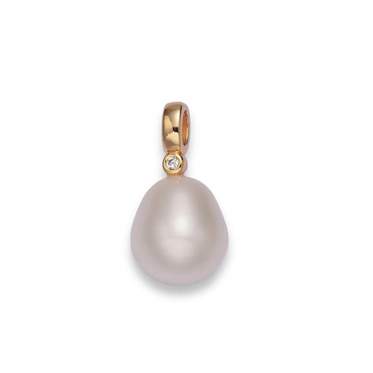 White Oval Freshwater Pearl 14K GF CZ