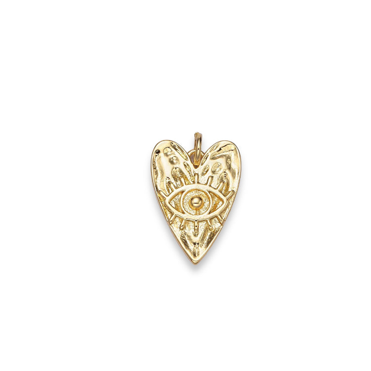 Leah Evil Eye  Heart Charm 14K GF