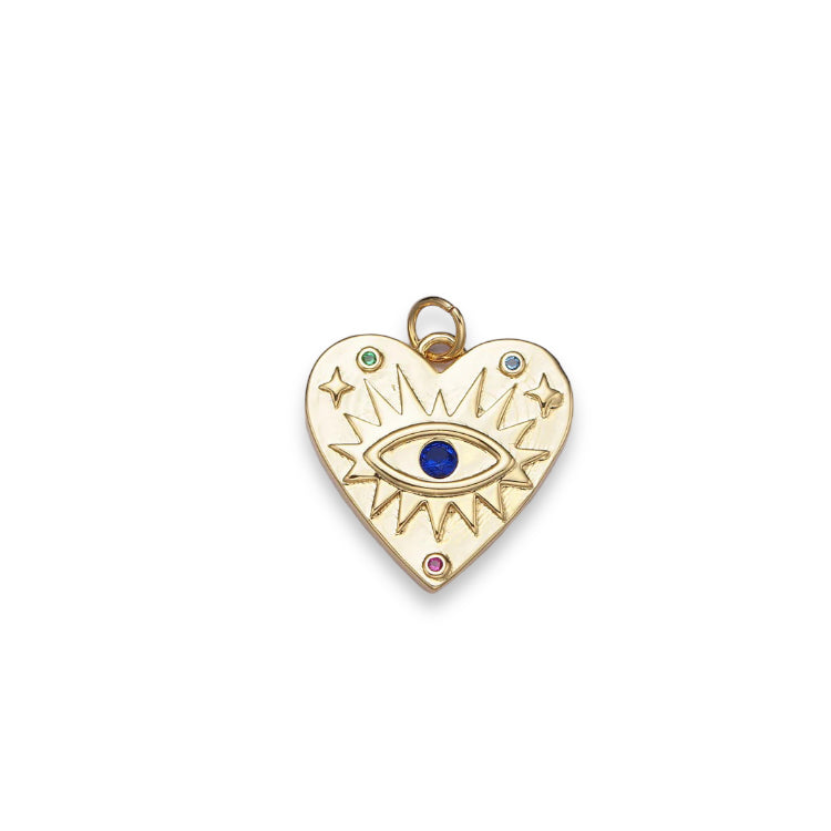 Evil Eye Heart Charm CZ GP