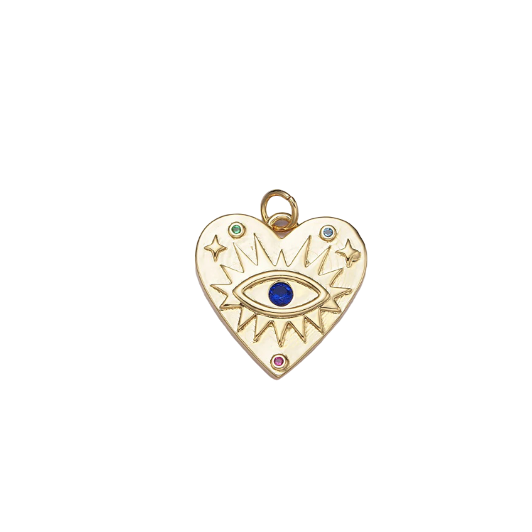 Evil Eye Heart Charm CZ GP