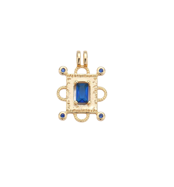 Blue Cubic Charm 24k GF