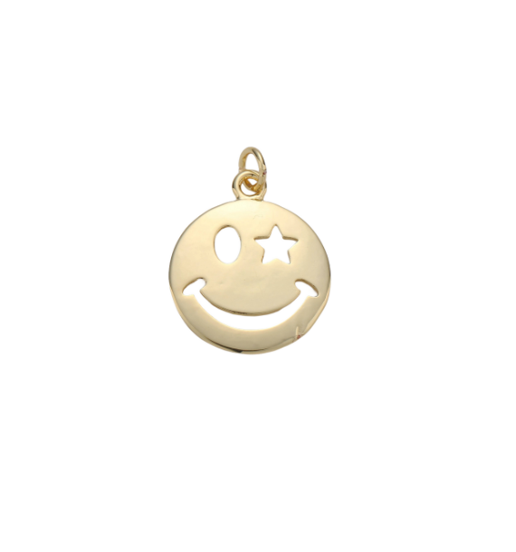 Happy Face Charm 14k GF