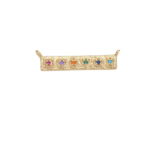 Rainbow Bar Charm 24K GF