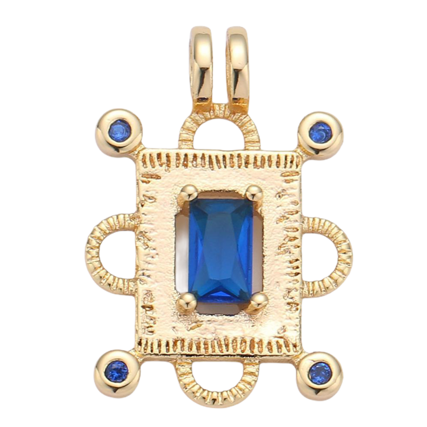 Blue Cubic Charm 24k GF